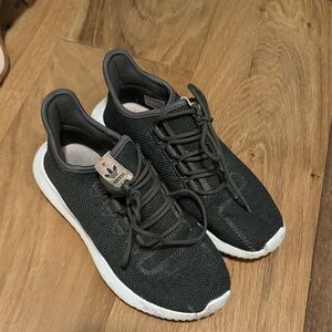 Adidas Charcoal Knit Sneakers with White Outsole